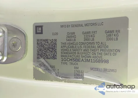 2021 Chevrolet Colorado 2Wd Long Box Wt from USA, damaged, VIN 1GCHSBEA3M1168998